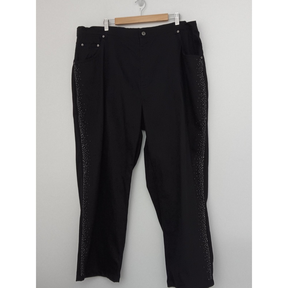 Quacker Factory Pants Women's Size Black Beaded Rhinestones Sides & Back Pockets